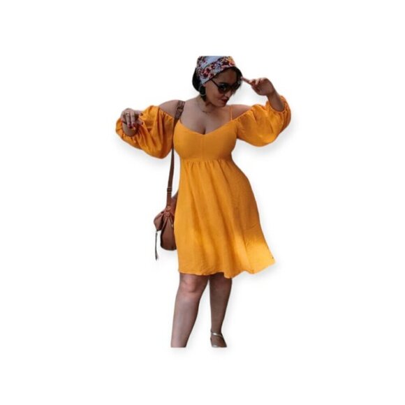 Anthropologie Carina Off Shoulder Dress Mango Small - Picture 5 of 16